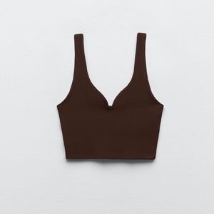 Zara brown ripped crop tank